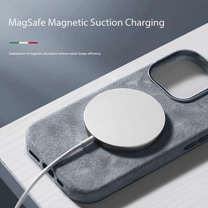 Real for Alcantara with Magsafe Case for iPhone 16 17 Pro Max 15 14 Luxury Magnetic Supercar Interior Leather Magnet Phone Cape