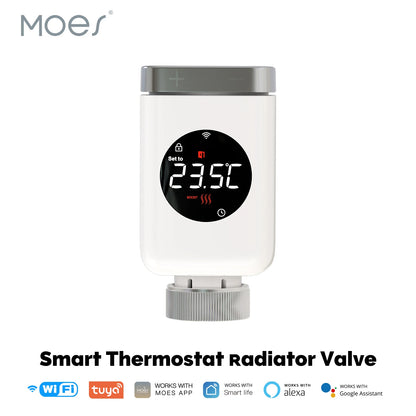 MOES Tuya Smart Wifi/ZigBee Thermostatic Radiator Valve TRV Programmable App Remote Temperature Controller with Alexa GoogleHome