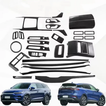 LHD For BYD Tang  EV DMI 2022-2024 ABS carbon Car Style Interior Front Rear Air Vent Outlet Cover Gear Window Control Pane