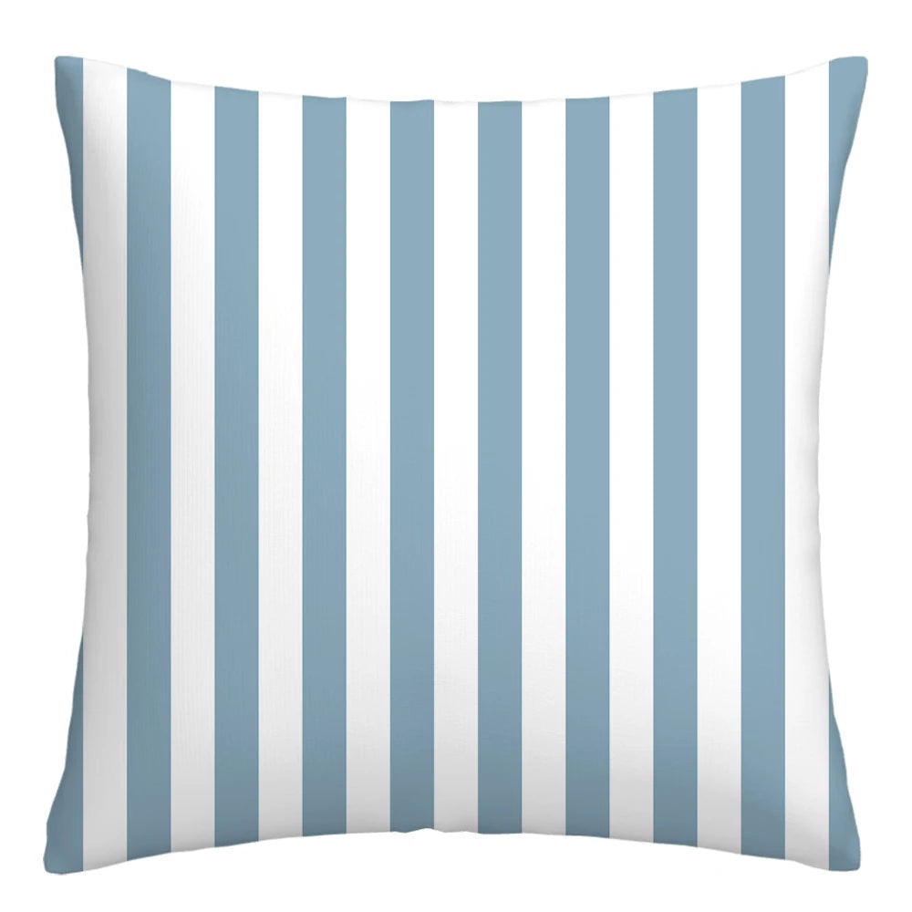 Lake blue white geometric linen pillowcase sofa cushion cover home decoration can be customized for you 40x40 45x45 50x50 60x60