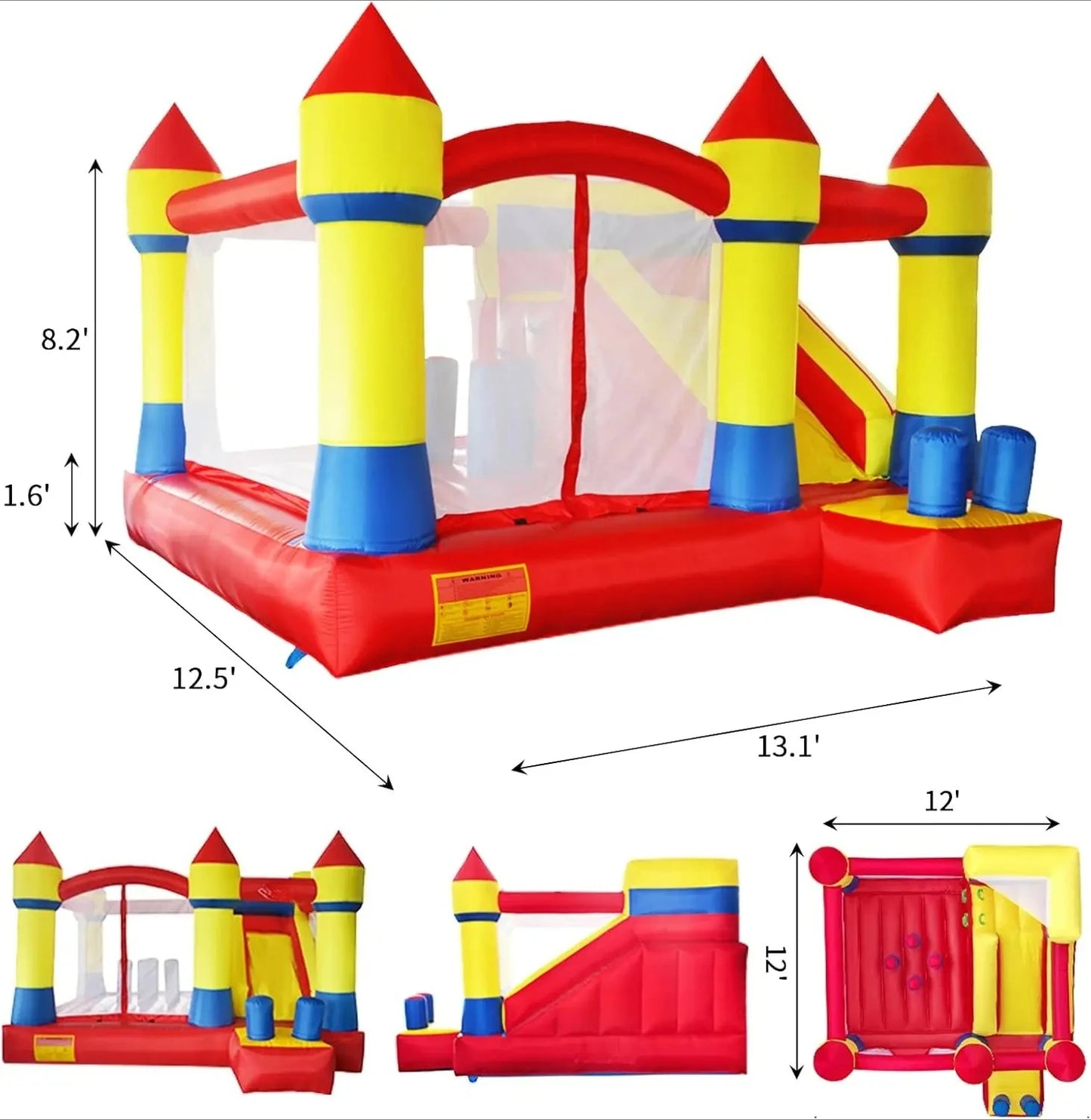 KF Bounce House with Slide Commercial Bouncy Castle for Age 8-12 Inflatable Bounce House with Blower for Outdoor Party