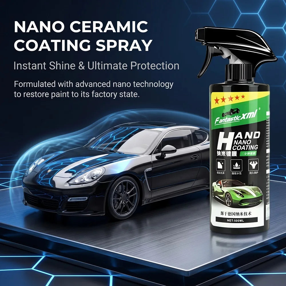 This 500ml large-capacity nano-ceramic paint coating protective liquid is suitable for DIY paint repair, anti-oxidation, anti-fading, hydrophobic, and anti-fouling applications. One bottle can be used on multiple car models a