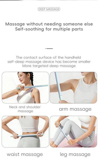 Massage Rod – Compact Deep Tissue Massage Roller Stick – Myofascial Release Tool for Legs, Back, Neck, Arms & Shoulders – Muscle