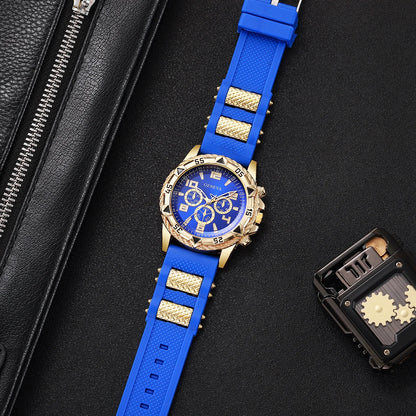 Luxury Arabic Dial Men Business Quartz Watch Fashion Silicone Strap Wristwatch For Man Clock Reloj Hombre (Without Box)