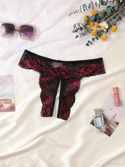 Sexy Crotchless Low Waist Thongs Invisible Lace Underwear Women Comfortable Panties Intimates Underpants Briefs Female Lingerie