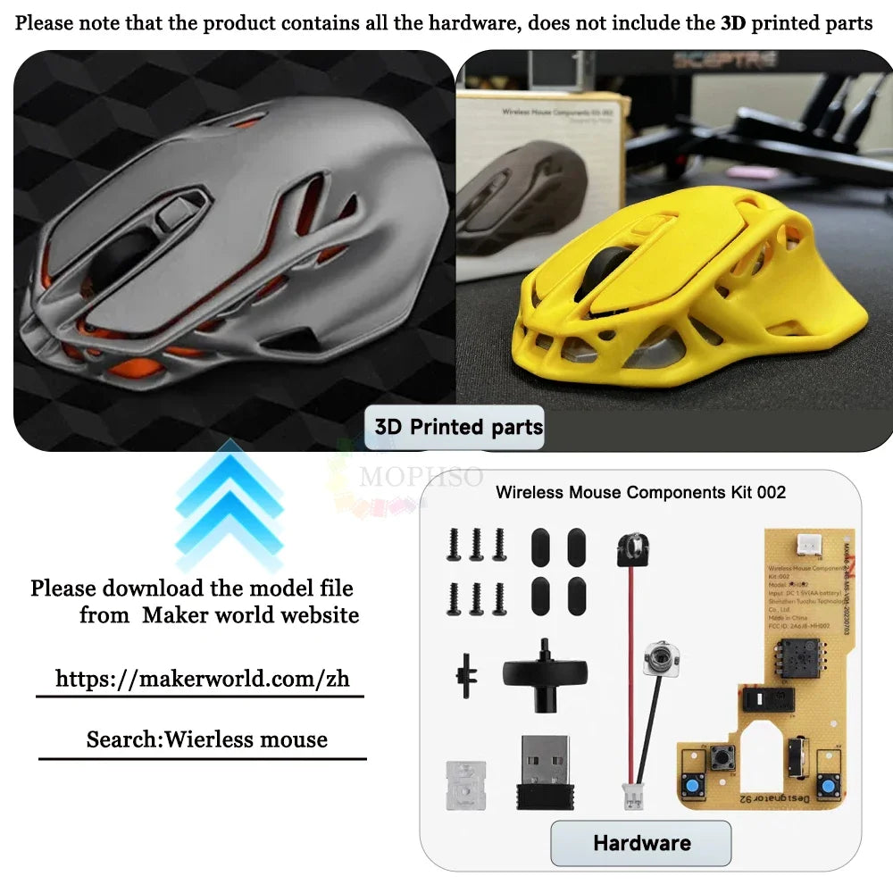 For Bambu Lab Mouse Kit Hardware Bambu Lab Wireless Mouse 002 Diy Model For Bambulab Mouse Components Kit