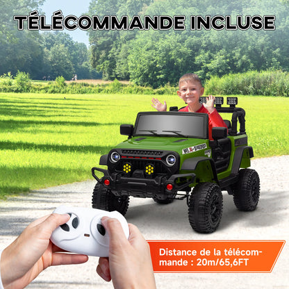 4x4 electric Car for children UTV, equipped with a 2.4 GHz remote control, two powerful motors, 12 V, size 100x63x65 cm, green