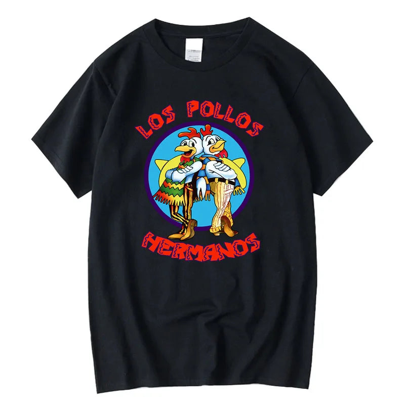 Summer Men Short Sleeved High Quality Cotton Blend Breaking Bad LOS POLLOS Chicken Brothers Printed Casual For Men T-shirt Male