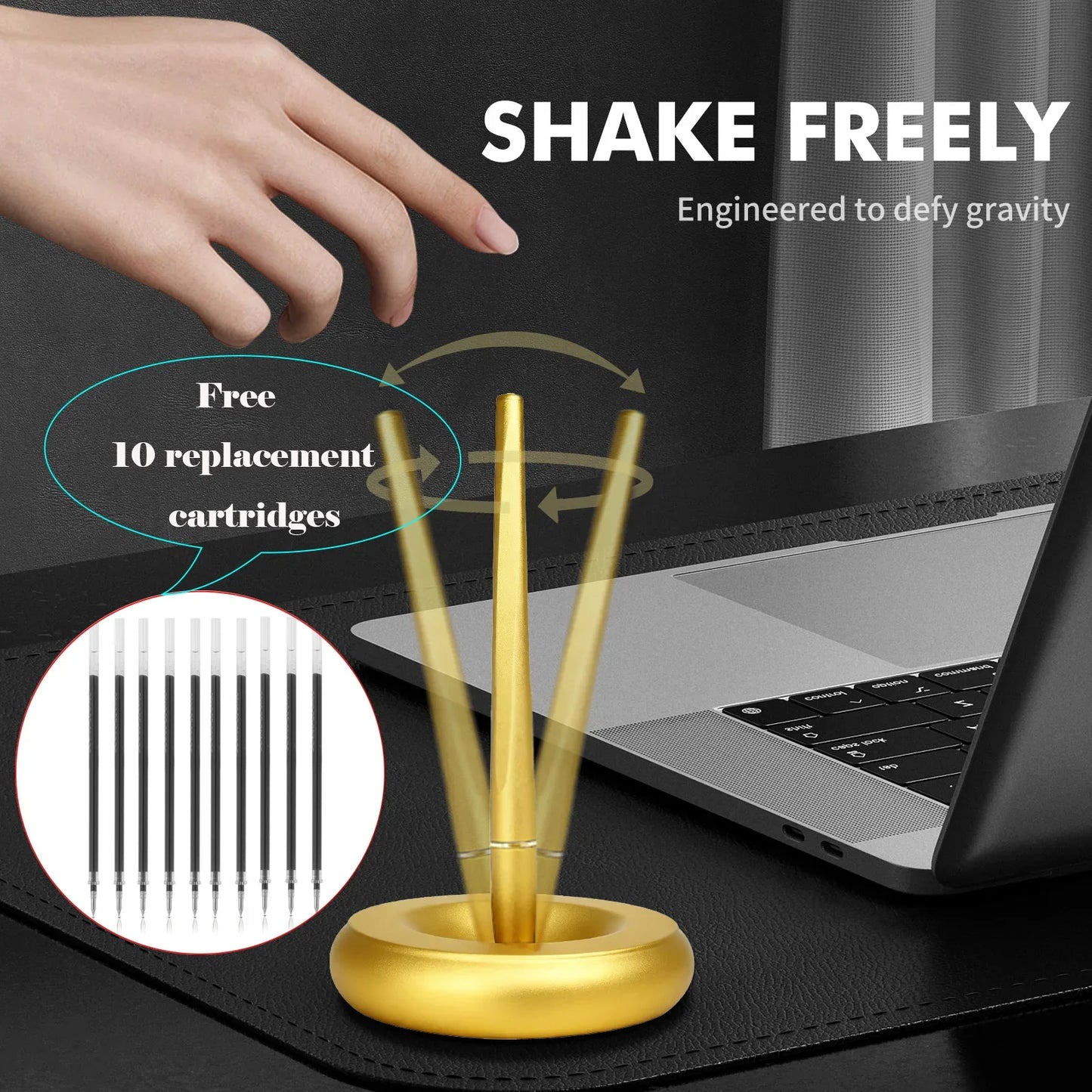 New Creative Aluminum Alloy Magnetic Levitation Self Supporting Signature Pen Business Office Swing Freely Not Fall Pen Gift Box