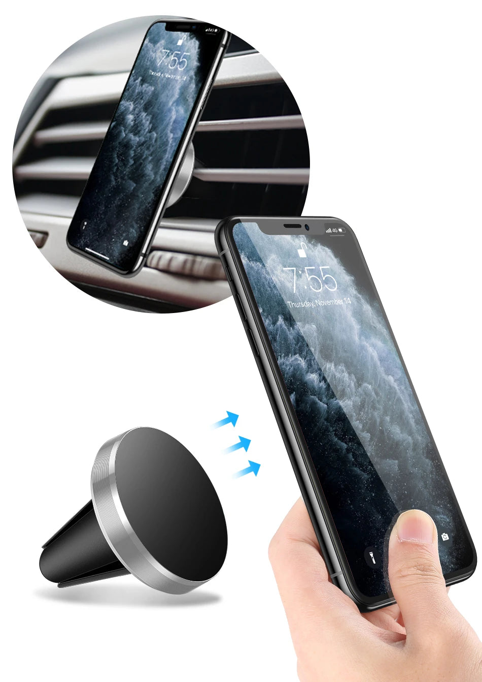 Magnetic Car Mobile Phone Holder Air Vent Clip Smart Phone Stand Mini Magnetic Car GPS Bracket For iPhone Huawei Xiaomi Realme