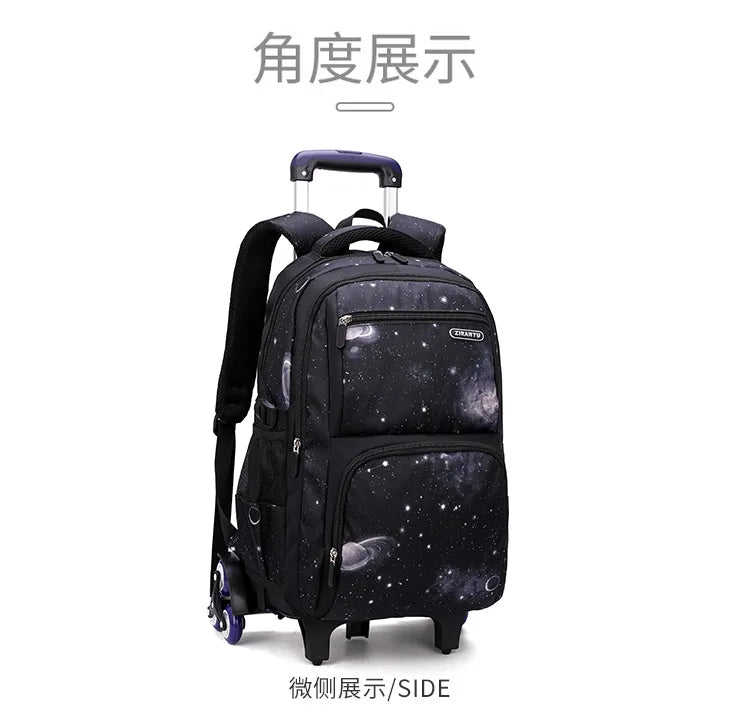 School Bag Kids Rolling Backpack for Boy Wheeled Backpack School Bag With Wheels Trolley Bookbag Carry on Luggage with Lunch Bag