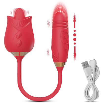 Sexy Adult Female Rose-Sucking Dildo Vibrator Women Nipple Clit Stimulator Vibrating Penetration Vagina Vibrator Erotica Toys