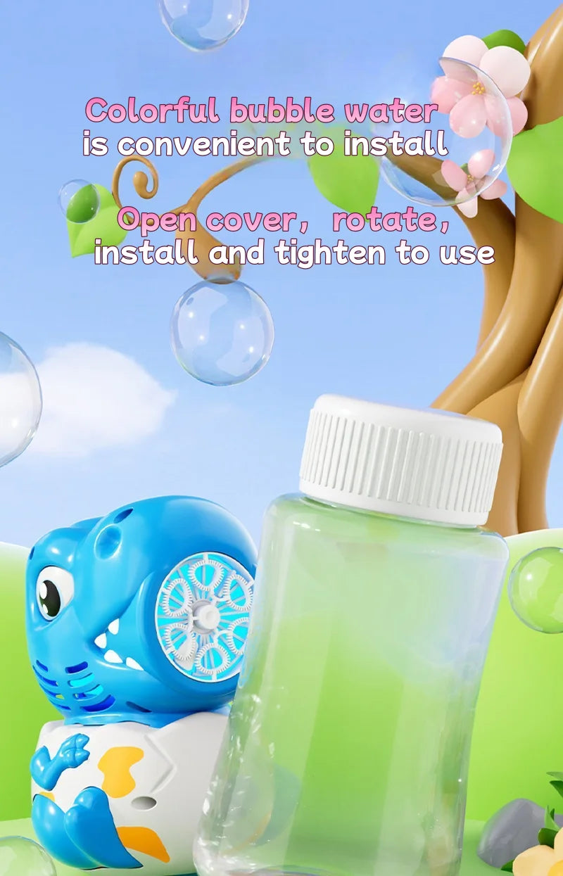 Cartoon Dinosaur Giraffe Bubble Blowing Machine for Children, Fully Automatic Handheld Bubble Stick, Luminous Bubble Toy