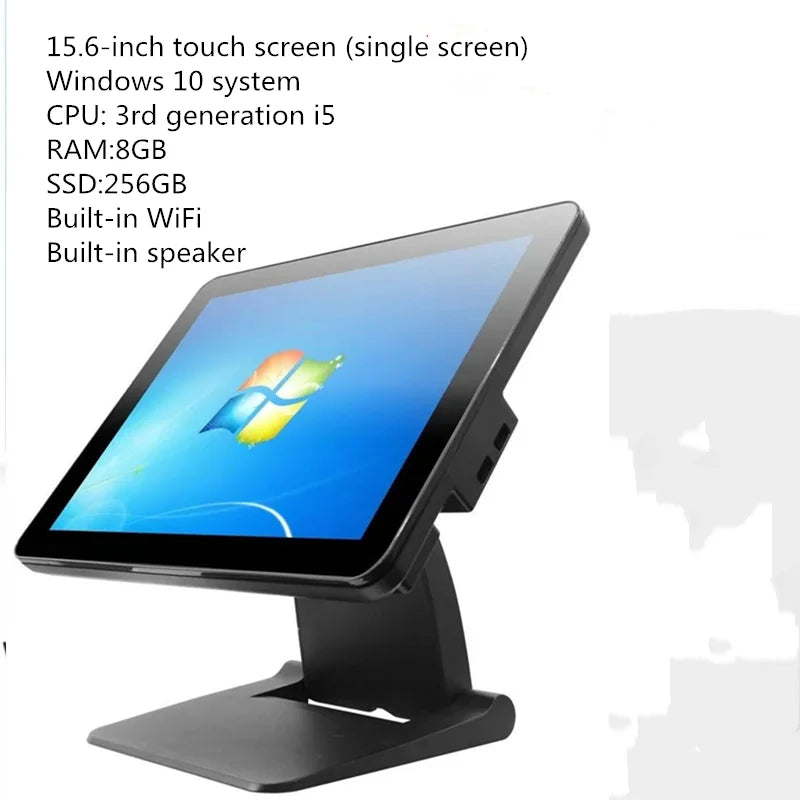 NEW 15.6 Inch Touch Screen Desktop POS Terminal Cash Register POS System All in One Windows 10 Support Folding PC I3 RAM 8GB
