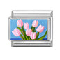 2025 Women's Fashion Colorful Flowers Oil Painting Style Series Italian Charms Fit 9mm Stainless Steel Bracelet DIY Jewelry Gift