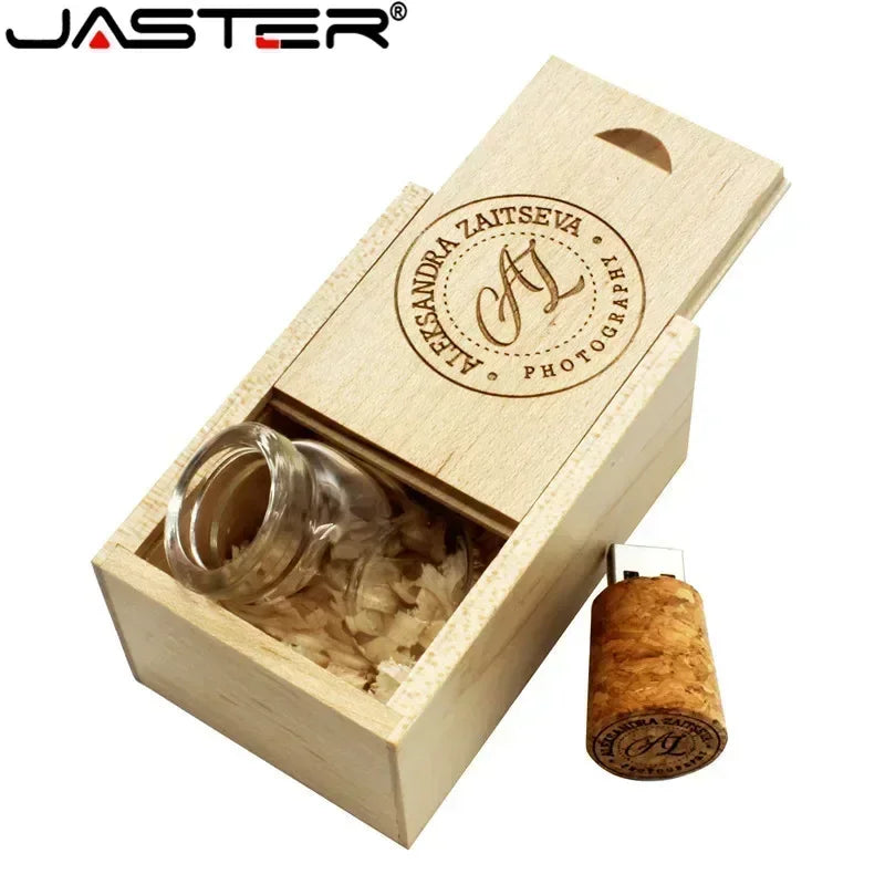 JASTER Glass Drift Bottle With Cork USB Flash Drive (Transparent) Pendrive 4GB 8GB 16GB 32GB 64GB 128GB Fashion Current Gift