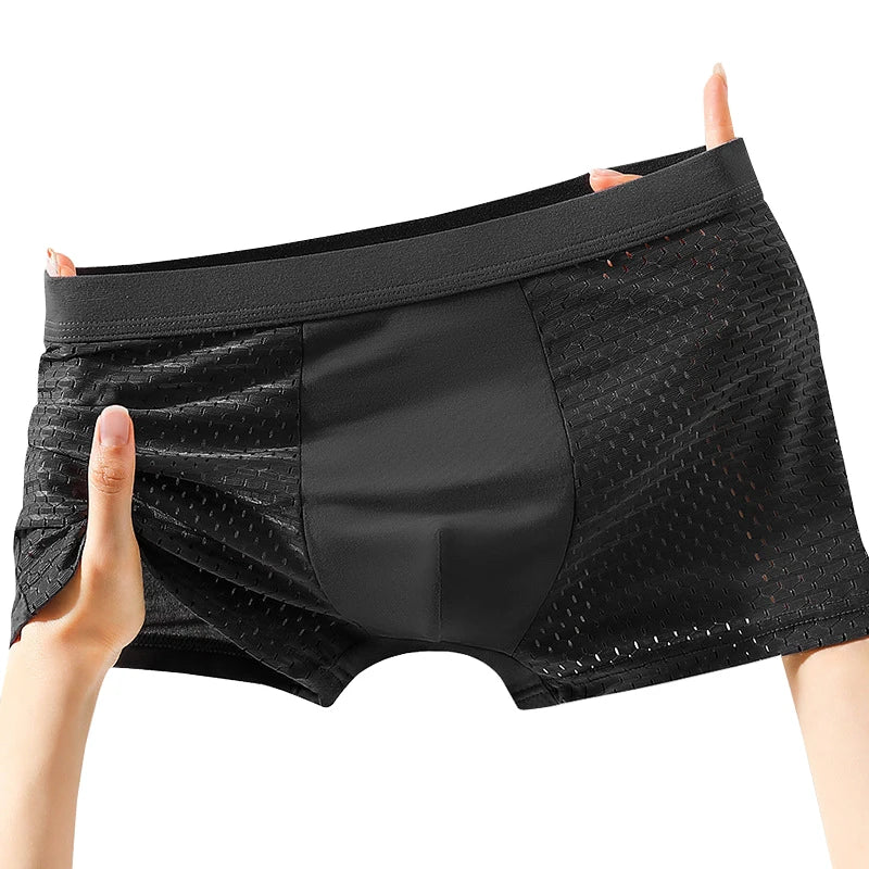 8pcs/set Men's Panties Ice Silk Mesh Men Underwear Breathable Men's Underpant Fashion Panties Male Solid Color Boxer Shorts