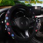 Women's 38CM Steering Wheel Cover Cherry Blossom  Chrysanthemum Check Spider Web Design Printed Car Accessory without Inner Ring