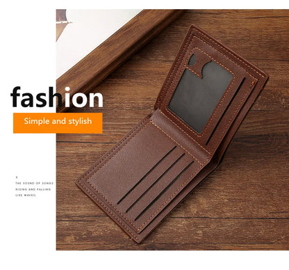 Men's Short Frosted Leather Wallet, Multi-Slot Coin Pocket Photo Holder Small Men's Wallet