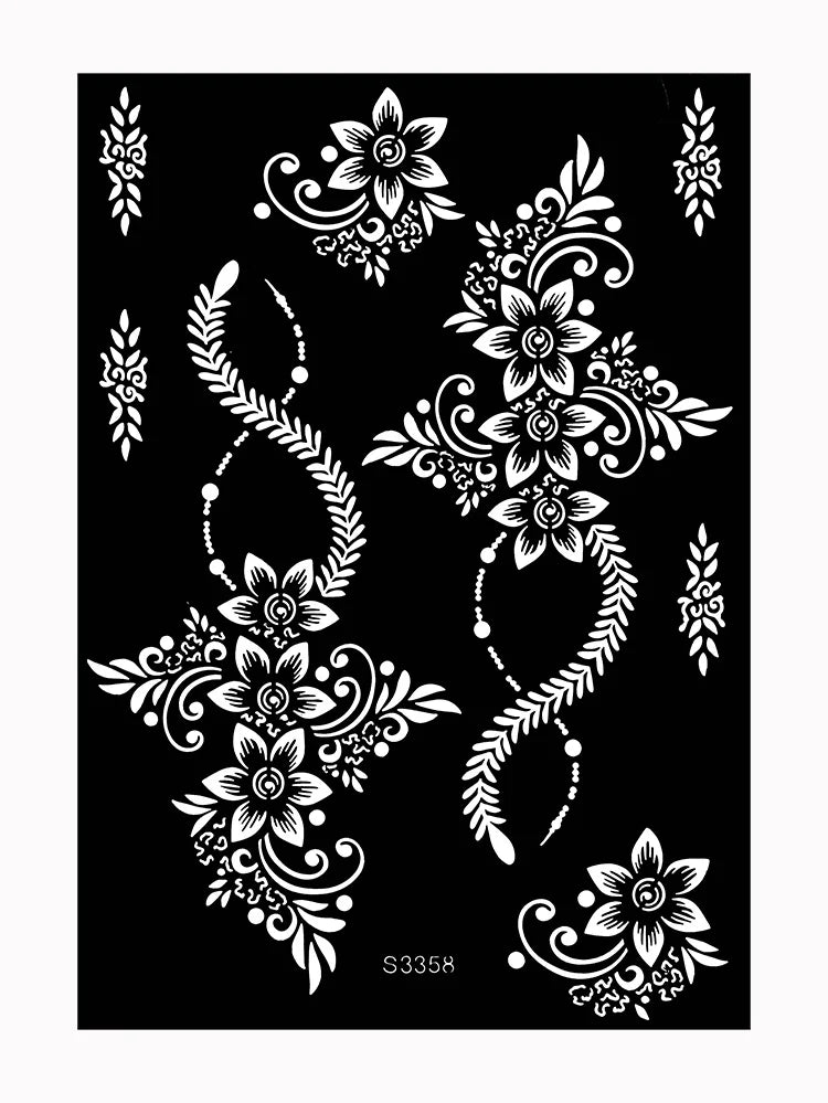 Flower Tattoo Stencil Reusable Henna Template for Hand and Body Henna Tattoo Design for Wedding Festival Party Tattoo Tools