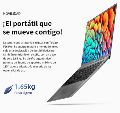 TECLAST F16Pro Laptop 15.6 inch, 16GB RAM 512GB SSD Computers, for Intel N95 CPU, IPS FHD 1080P Screen, WiFi 6, BT 5.0, USB3.2, Backlit Keyboard, 38000mWh