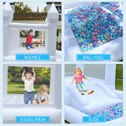 Oxford Jumping Bouncy Castle Bouncer for Wedding Party with Carrying Bag Repair kit Inflatable White Bounce House Professional