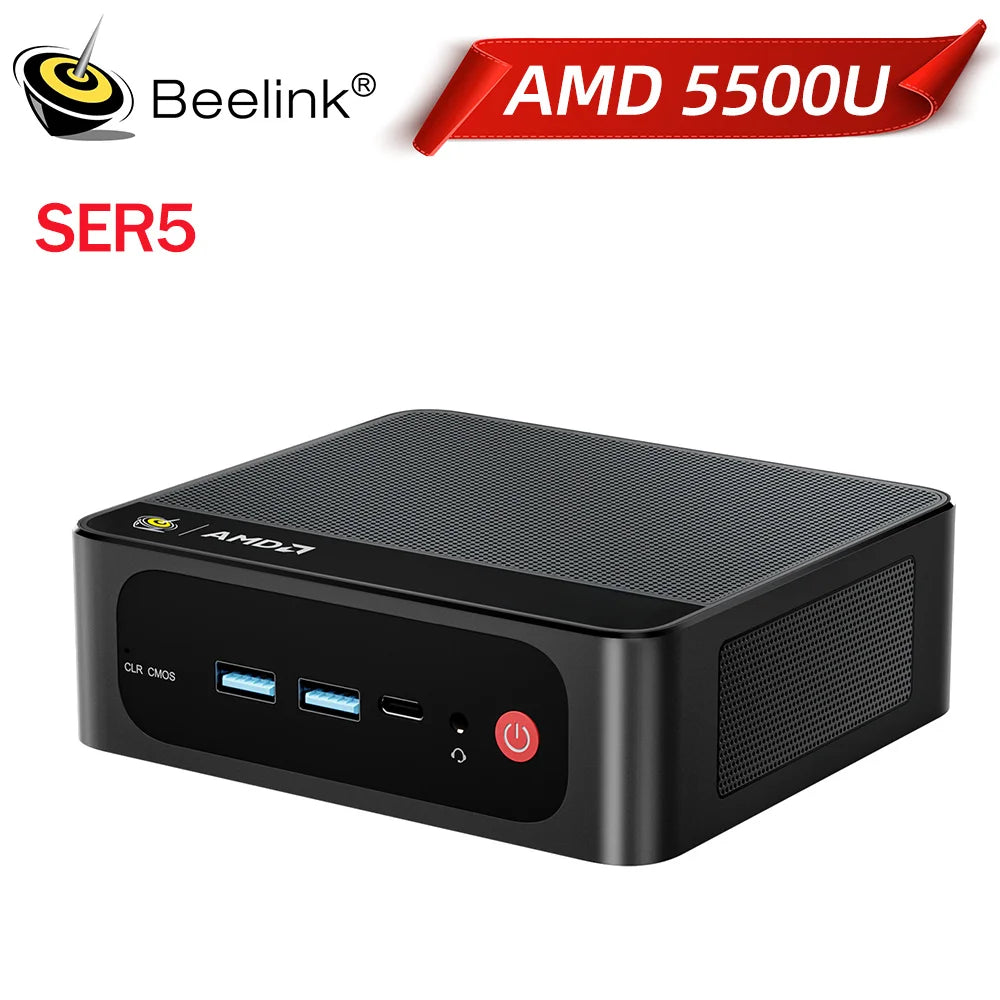 Beelink SER5 Max AMD Ryzen7 7735HS R3 3200U R5 5500U 5625U 16G RAM 500G SSDNVME Mini PC Suppor 4K Type-C Gaming Desktop Computer