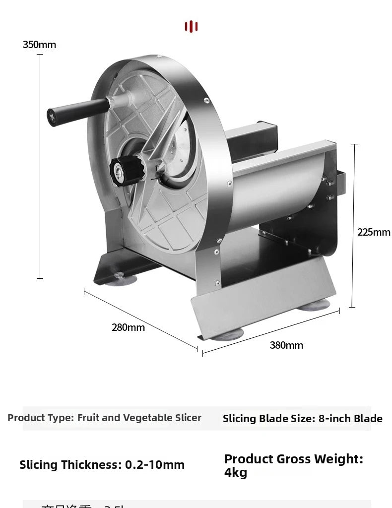 Commercial Stainless Steel Lemon Slicer Hand-Cranked Potato & Vegetable Cutter for Fruits, Lotus Root Multi-Function Kitchen Sl