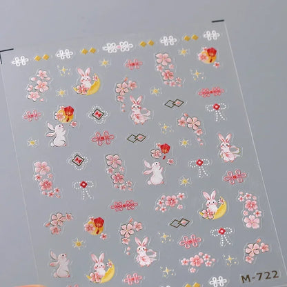 Colorful Balloon Cute Puppy Flower Cherry Bowknot Love Happy Dog Animal Self Adhesive Nail Art Sticker Decoration Manicure Decal