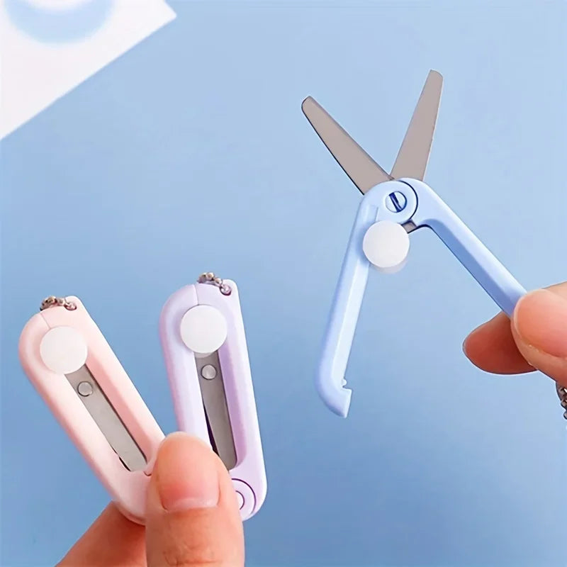 1pc Mini Portable Folding Scissors Creative In Pastel Colors Stainless Steel Paper Cutting Art Projects Office School Supplies