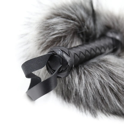 BDSM Faux Fox Tail Whip with Handle, Cosplay Tail Flogger, Bondage Paddle, Pet Play Roleplay, Fetish Costume Accessory, SM Adult