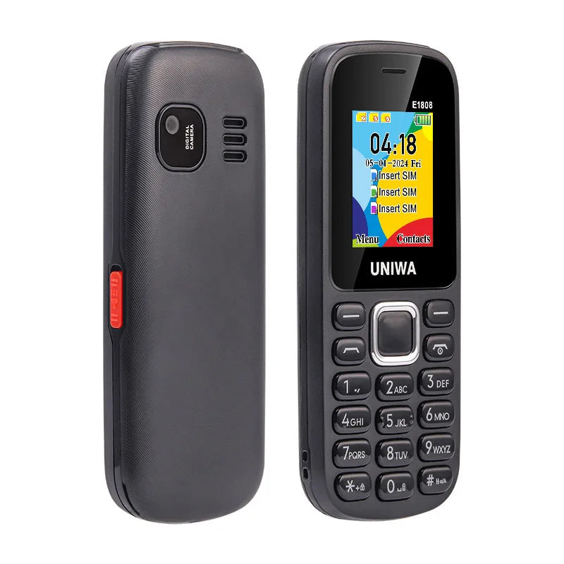 UNIWA E1808 2GKeypad Feature Phone 1.77” Push Button 800mAh Telephone for Senior Elder Wireless Radio GSM Bluetooth Mobile Phone