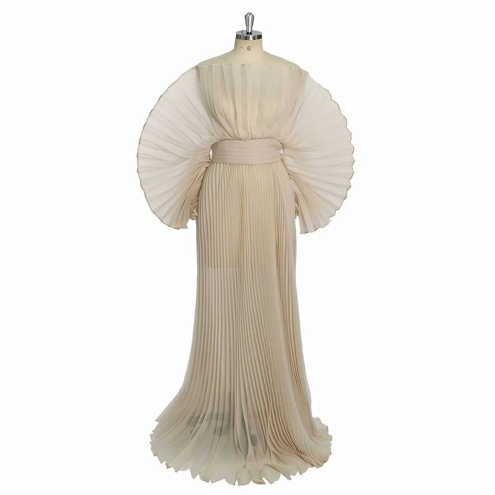 Fashion Organza Pleated Maternity Dress for PhotoShoot Pregnancy White Dress Plus Size Photography and Maternity Dresses YEWEN