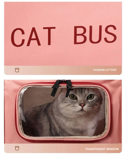 Multifunctional Pet Travel Trolley Case Portable Cat/Dog Carrier Bag Zipper Closure-Foldable Solid Pet Luggage Outdoor Travel