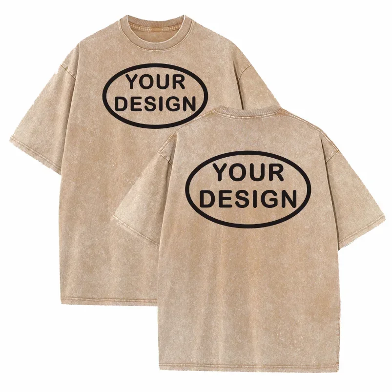 Custom T-shirt with Hip-hop Street Team Logo Men's 230G Pure Cotton, Loose Fit, High-temperature Printed Custom Top
