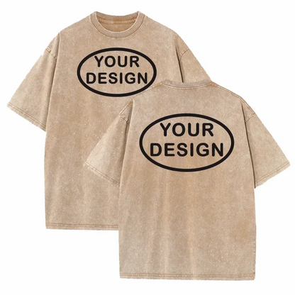 Custom T-shirt with Hip-hop Street Team Logo Men's 230G Pure Cotton, Loose Fit, High-temperature Printed Custom Top