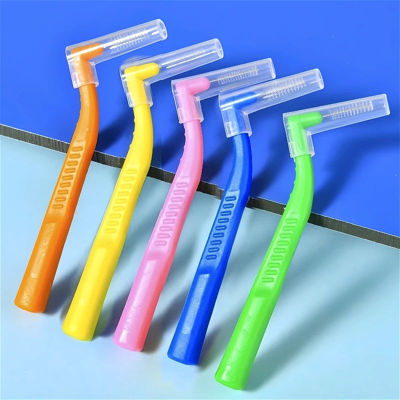 100pcs L-Shape Interdental Brush Wire Orthodontic Interdental Brush Orthodontic Toothbrush Soft Bristle Oral Care