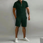 Cross border Amazon Men's Set 2025 Autumn New Men's Polo Casual Loose Short sleeved Shorts Sports Set