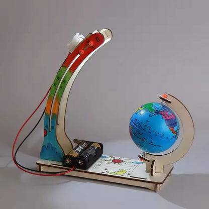 DIY STEM Earth Model Day Night Cycle Educational Globe Toy Wooden Handmade Toy Science Kit for Kids Classroom Physics Learning