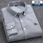Casual cotton men's shirt slim fit horse logo bottom inch shirt Oxford spinning long sleeved striped shirt