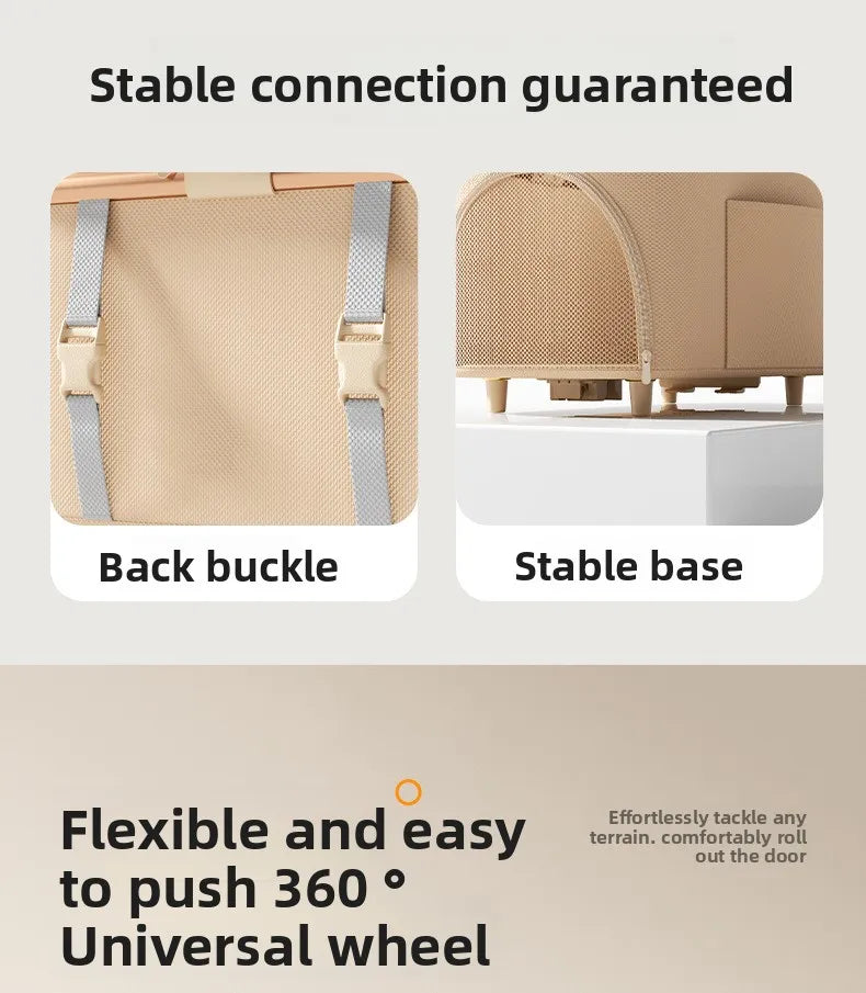 Portable Pet Separable Stroller One Click Easy Fold Cat Carrier Universal Compact Lightweight Baby Dog Travel Pushchair
