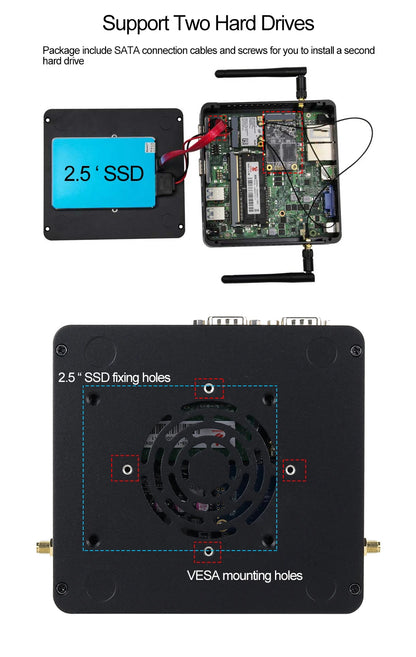 Fanless Mini Industrial PC Intel Celeron N5095 2x RS232 Serial Ports 2x Gigabit Ethernet Mini-PCIe Expansion Windows Linux
