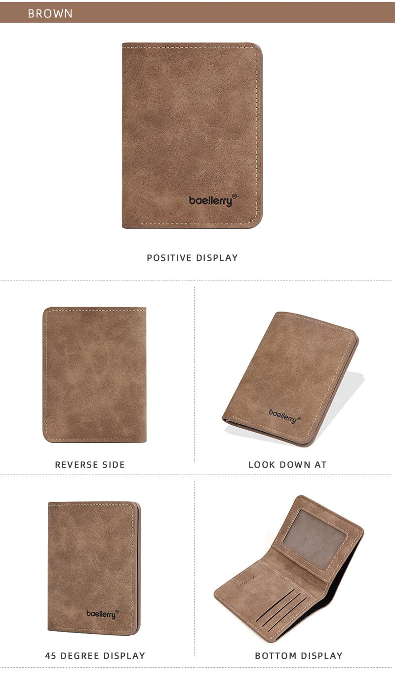 New Men's Short Wallet Cardholder Combo Anti-Theft Minimalist PU Leather