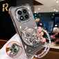 Glitter Butterfly Mirror Crystal Bracelet Case For Xiaomi Redmi Note 15 15C 14 14C 13 13C 12 11 Pro Plus 4G 5G Shockproof Cover