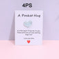 4 Pack Small Cute Pocket Hug Cards, Heart Shape Encouragement Greeting Cards, Mini Love Cards for Birthday Valentine