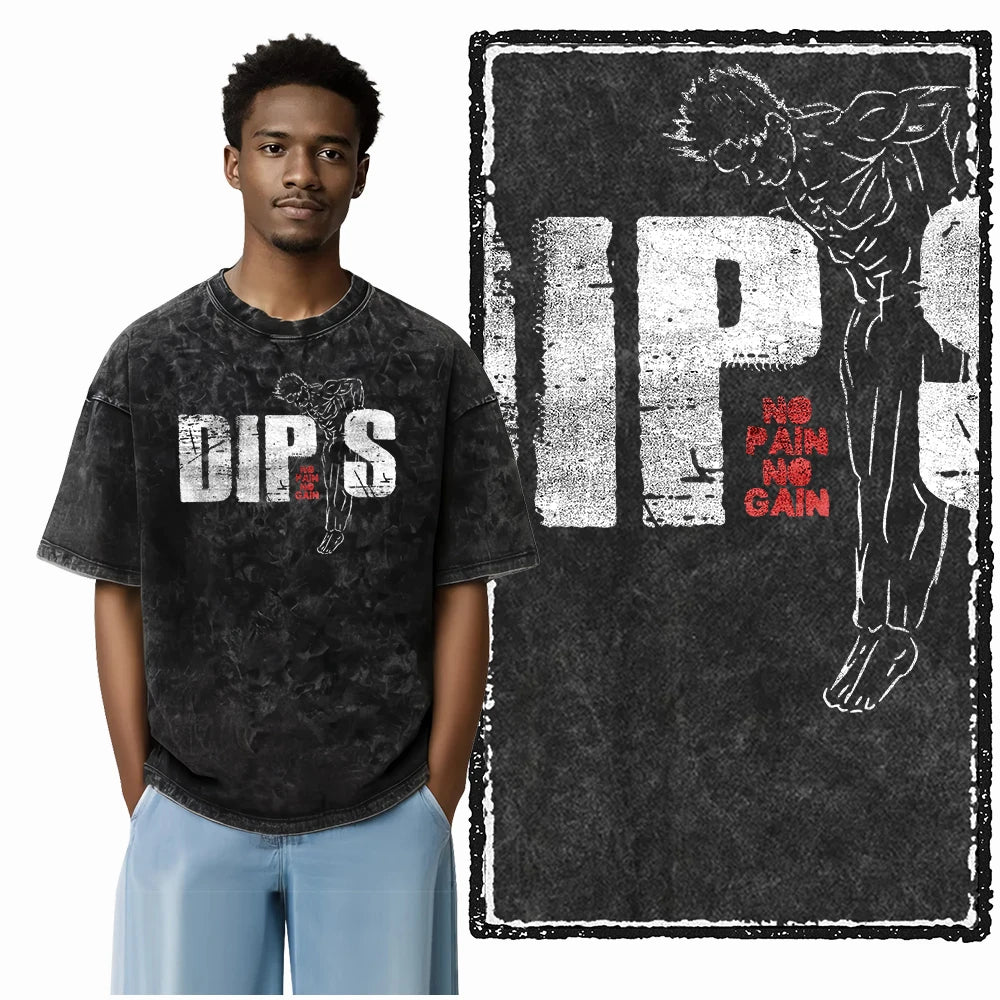 YG BODY BUILDING Printed Cotton Acid Washed Graphic Unisex T Shirt Cool CROSSFIT Streetwear Men Tshirts Big Size Tee for Men