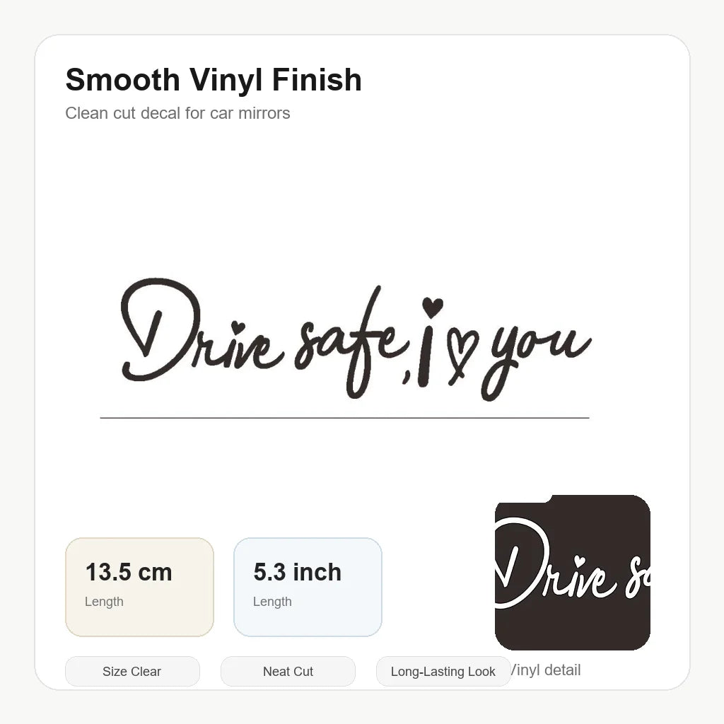 4Pcs Drive Safe I Love You Car Rearview Mirror Sticker Vinyl Decal Auto Interior Decor Self-adhesive Black White 13.5cm Gift