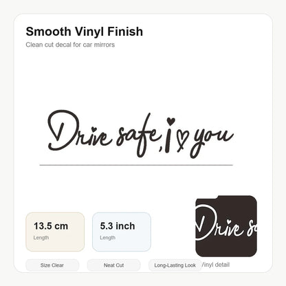 4Pcs Drive Safe I Love You Car Rearview Mirror Sticker Vinyl Decal Auto Interior Decor Self-adhesive Black White 13.5cm Gift