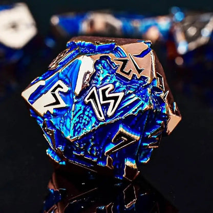 D&D kauliukai, 7 kauliukų metalinis DND kauliukų rinkinys, svertiniai metaliniai „Dungeons and Dragons“ kauliukai, daugiakampiai D ir D kauliukai, skirti vaidmenų žaidimui