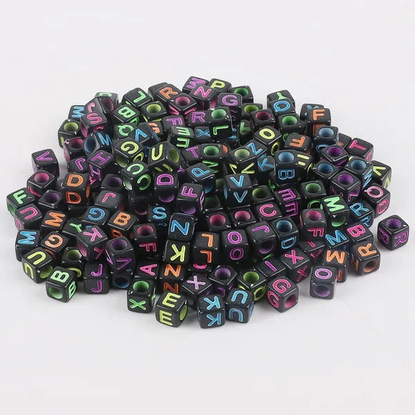 Hot! 100Pcs/Lot 6mm Mixed Many Kinds Acrylic Cube Square Number&Alphabet Letter Beads for Bracelet Necklace Jewelry Making DIY